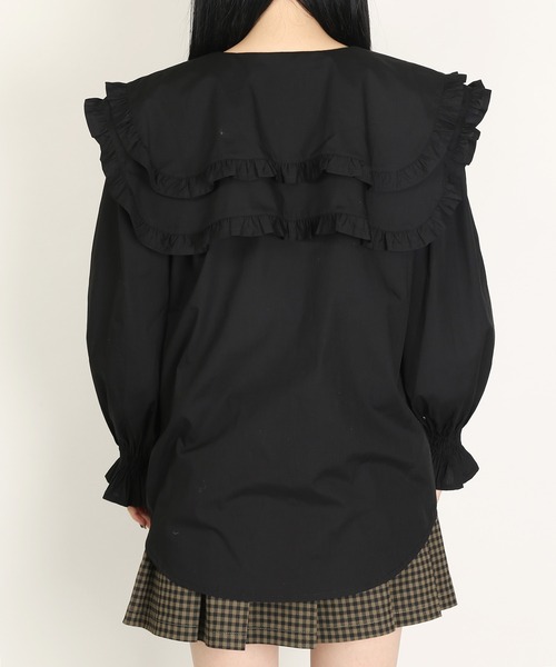 WC（ダブル シー）の「WC/ビックカラーダブルフリルブラウス（シャツ/ブラウス・レディース・ホワイト/ブラック・FREE）」の6枚目の写真