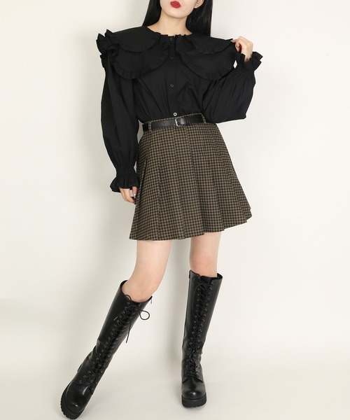 WC（ダブル シー）の「WC/ビックカラーダブルフリルブラウス（シャツ/ブラウス・レディース・ホワイト/ブラック・FREE）」の3枚目の写真