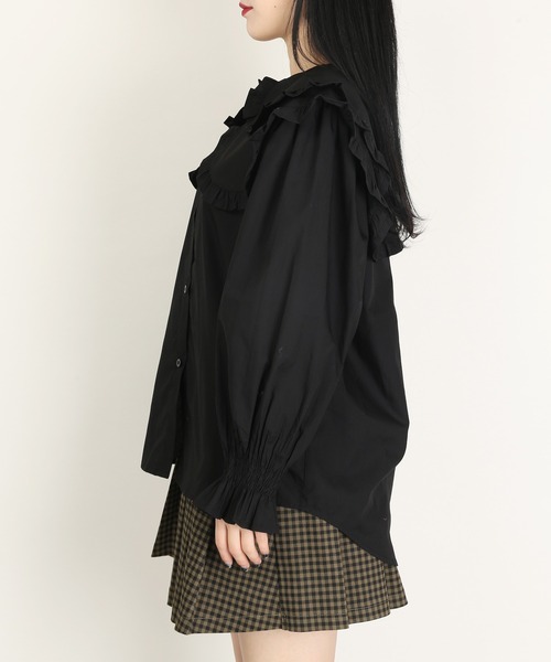 WC（ダブル シー）の「WC/ビックカラーダブルフリルブラウス（シャツ/ブラウス・レディース・ホワイト/ブラック・FREE）」の5枚目の写真