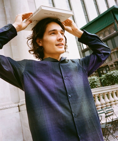 Saturdays NYC(サタデーズ ニューヨークシティ )の「Marco Plaid(シャツ/ブラウス・メンズ・オリーブ/パープル・X-SMALL/S/M/L/XL)」の6枚目の写真
