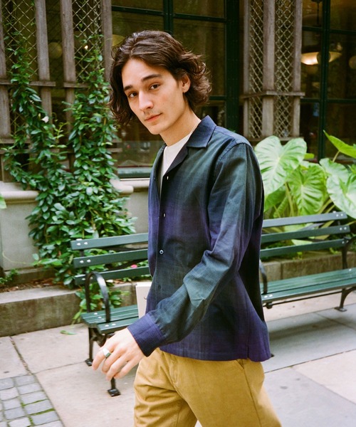 Saturdays NYC(サタデーズ ニューヨークシティ )の「Marco Plaid(シャツ/ブラウス・メンズ・オリーブ/パープル・X-SMALL/S/M/L/XL)」の9枚目の写真