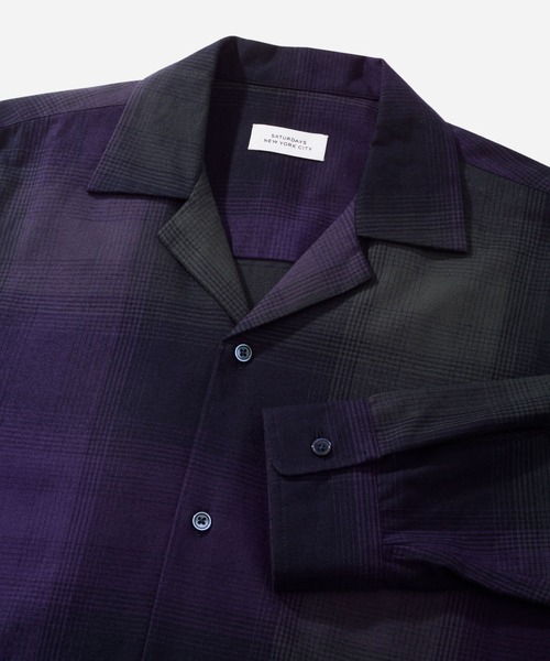 Saturdays NYC(サタデーズ ニューヨークシティ )の「Marco Plaid(シャツ/ブラウス・メンズ・オリーブ/パープル・X-SMALL/S/M/L/XL)」の4枚目の写真