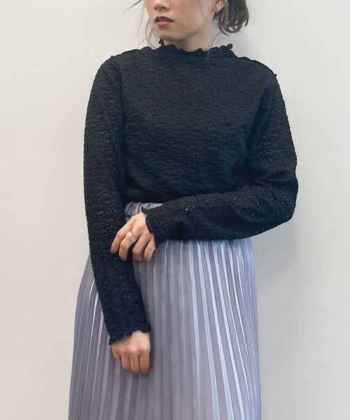 earth music&ecology（アースミュージックアンドエコロジー）の「シアーレースインナー　＊（Tシャツ/カットソー・レディース・ミント/ブラック/グレイッシュベージュ/オフホワイト・M/S）」の5枚目の写真