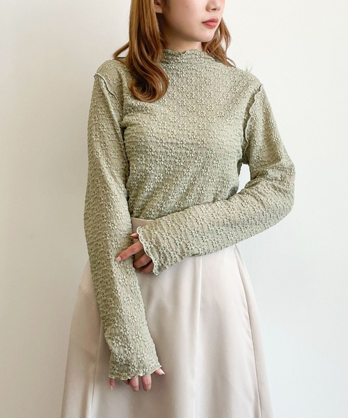 earth music&ecology（アースミュージックアンドエコロジー）の「シアーレースインナー　＊（Tシャツ/カットソー・レディース・ミント/ブラック/グレイッシュベージュ/オフホワイト・M/S）」の11枚目の写真