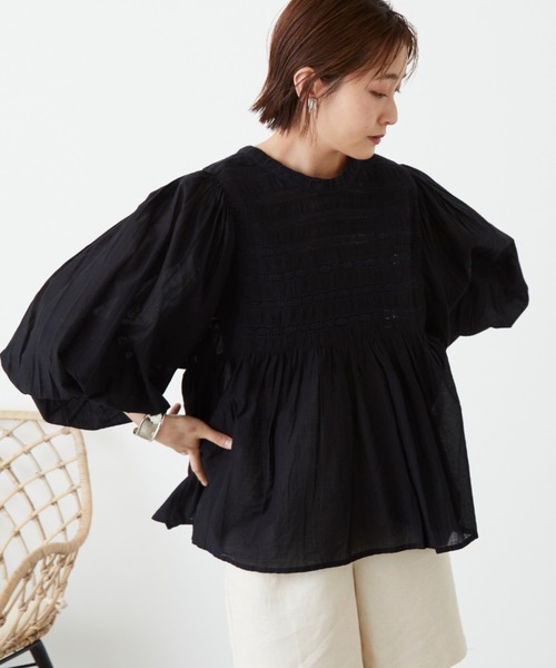 Auntie Rosa Holiday（アンティローザホリデー）の「ボーダーレースブラウス（シャツ/ブラウス・レディース・ホワイト/ブラック/ベージュ・FREE）」の17枚目の写真