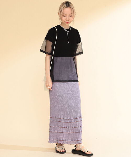 Ray BEAMS(レイビームス)の「Ray BEAMS / チュール シアー ハーフスリーブ Tシャツ(Tシャツ/カットソー・レディース・ブラック/イエロー/バイオレット・ONE SIZE)」の7枚目の写真