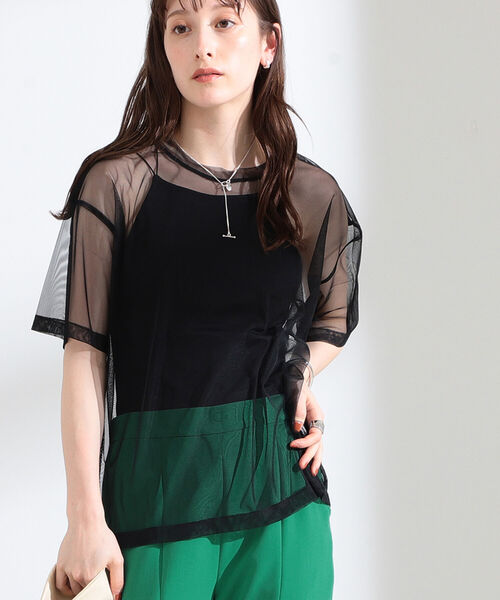 Ray BEAMS(レイビームス)の「Ray BEAMS / チュール シアー ハーフスリーブ Tシャツ(Tシャツ/カットソー・レディース・ブラック/イエロー/バイオレット・ONE SIZE)」の8枚目の写真