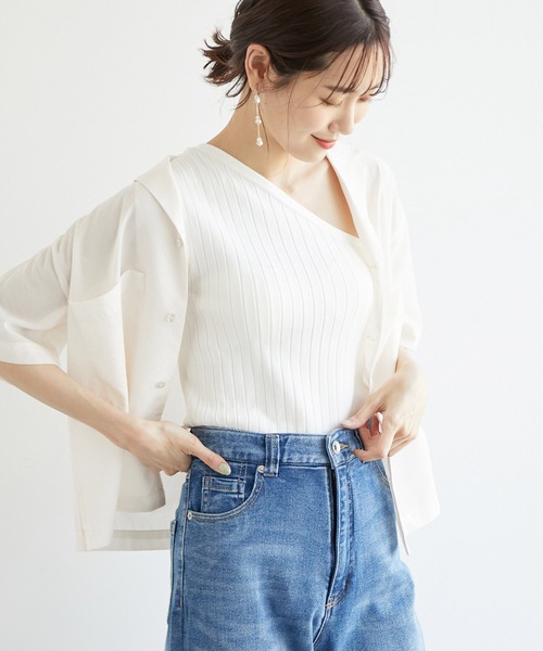 ROPE' PICNIC（ロペピクニック）の「ワンショルカップ付インナー（タンクトップ・レディース・オフホワイト/ブラック/ブラウン・36/38）」の2枚目の写真