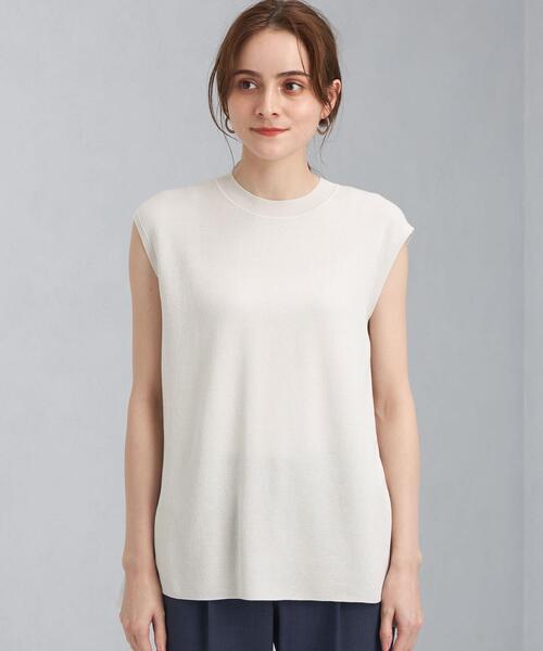 green label relaxing（グリーンレーベルリラクシング）の「[ 手洗い可能 ] CB コットン NY ドッキング ノースリーブ プルオーバー ニット（ニット/セーター・レディース・ネイビー/オフホワイト/オリーブ・FREE）」の9枚目の写真