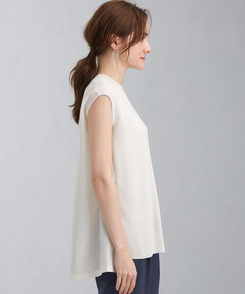 green label relaxing（グリーンレーベルリラクシング）の「[ 手洗い可能 ] CB コットン NY ドッキング ノースリーブ プルオーバー ニット（ニット/セーター・レディース・ネイビー/オフホワイト/オリーブ・FREE）」の16枚目の写真