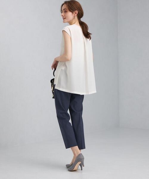 green label relaxing（グリーンレーベルリラクシング）の「[ 手洗い可能 ] CB コットン NY ドッキング ノースリーブ プルオーバー ニット（ニット/セーター・レディース・ネイビー/オフホワイト/オリーブ・FREE）」の10枚目の写真