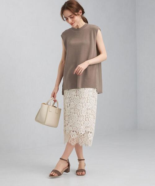 green label relaxing（グリーンレーベルリラクシング）の「[ 手洗い可能 ] CB コットン NY ドッキング ノースリーブ プルオーバー ニット（ニット/セーター・レディース・ネイビー/オフホワイト/オリーブ・FREE）」の17枚目の写真