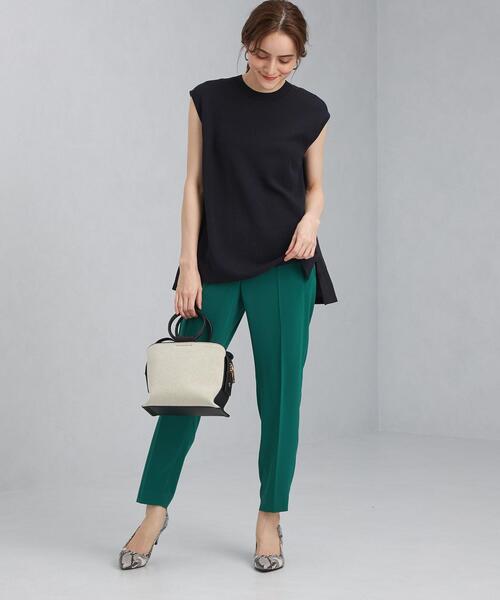 green label relaxing（グリーンレーベルリラクシング）の「[ 手洗い可能 ] CB コットン NY ドッキング ノースリーブ プルオーバー ニット（ニット/セーター・レディース・ネイビー/オフホワイト/オリーブ・FREE）」の13枚目の写真