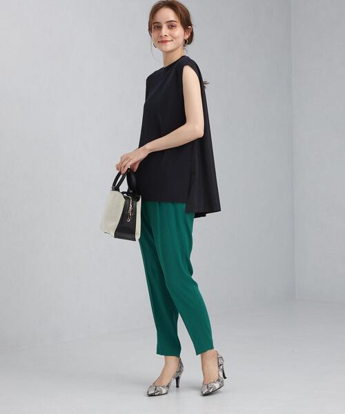 green label relaxing（グリーンレーベルリラクシング）の「[ 手洗い可能 ] CB コットン NY ドッキング ノースリーブ プルオーバー ニット（ニット/セーター・レディース・ネイビー/オフホワイト/オリーブ・FREE）」の15枚目の写真