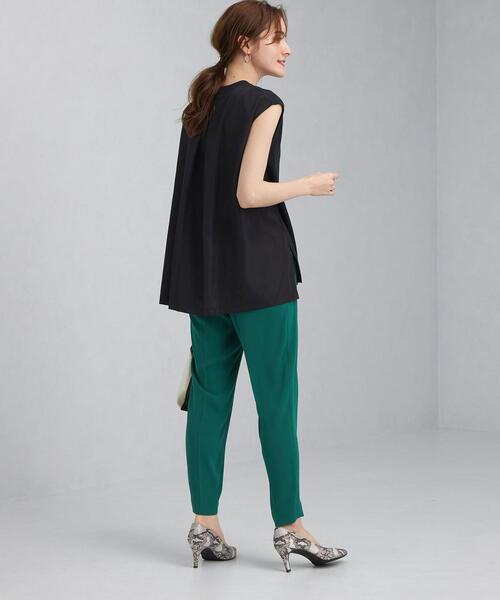 green label relaxing（グリーンレーベルリラクシング）の「[ 手洗い可能 ] CB コットン NY ドッキング ノースリーブ プルオーバー ニット（ニット/セーター・レディース・ネイビー/オフホワイト/オリーブ・FREE）」の7枚目の写真