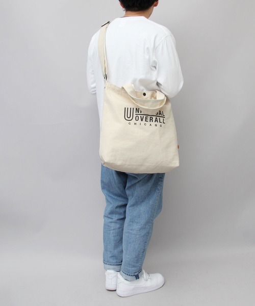 UNIVERSAL OVERALL(ユニバーサルオーバーオール)の「スーベニアコットン 2WAY キャンバスショルダートート(トートバッグ・メンズ・ホワイト/ブラック/ホワイト系その他/ブラック系その他・FREE)」の18枚目の写真