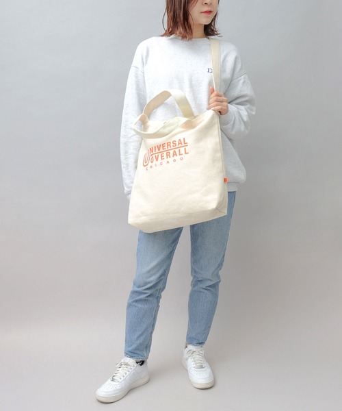 UNIVERSAL OVERALL(ユニバーサルオーバーオール)の「スーベニアコットン 2WAY キャンバスショルダートート(トートバッグ・メンズ・ホワイト/ブラック/ホワイト系その他/ブラック系その他・FREE)」の22枚目の写真