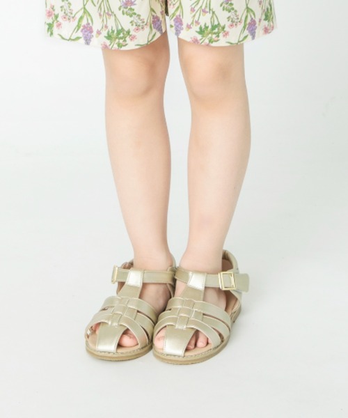 BRANSHES(ブランシェス)の「合皮サンダル(サンダル・キッズ・オフホワイト/ゴールド・14cm/17cm/15cm/16cm/18cm/19cm)」の1枚目の写真