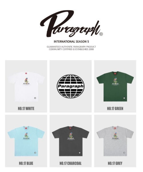 Paragraph(パラグラフ)の「A'GEM/9 × .kom『paragraph/パラグラフ』PARAGRAPH DESIGN TEE パラグラフ デザイン Tシャツ(Tシャツ/カットソー・メンズ・ブルー/グリーン/ホワイト/チャコールグレー・FREE)」の6枚目の写真