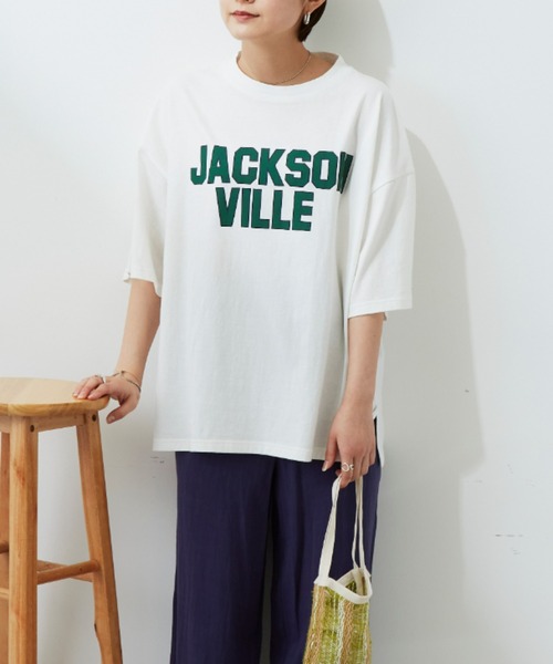 Auntie Rosa Holiday（アンティローザホリデー）の「ビッグカレッジロゴプリントTシャツ（Tシャツ/カットソー・レディース・アイボリー/チャコールグレー/オフホワイト・FREE）」の20枚目の写真