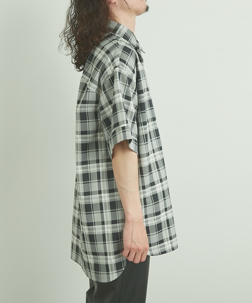 Lui's(ルイス)の「5分袖チェックライトシャツ(シャツ/ブラウス・メンズ・ブラック/グリーン/ブルー・FREE)」の8枚目の写真