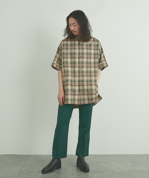 Lui's(ルイス)の「5分袖チェックライトシャツ(シャツ/ブラウス・メンズ・ブラック/グリーン/ブルー・FREE)」の7枚目の写真