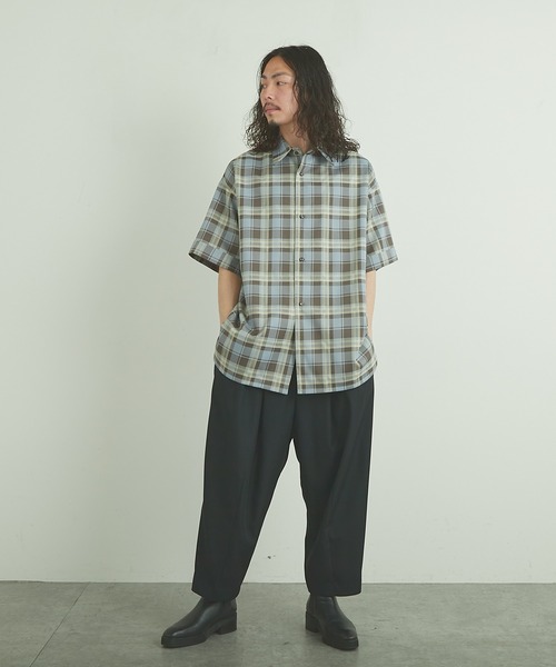 Lui's(ルイス)の「5分袖チェックライトシャツ(シャツ/ブラウス・メンズ・ブラック/グリーン/ブルー・FREE)」の18枚目の写真