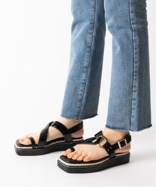 RANDA(ランダ)の「ストレスフリー/ジュート×スタッズトングスポーツサンダル(サンダル・レディース・ブラック/ベージュ/クリーム・LL/S/M/L)」の4枚目の写真