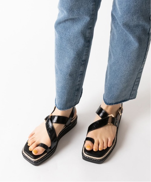 RANDA(ランダ)の「ストレスフリー/ジュート×スタッズトングスポーツサンダル(サンダル・レディース・ブラック/ベージュ/クリーム・LL/S/M/L)」の5枚目の写真