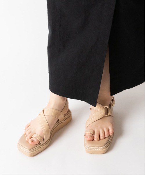 RANDA(ランダ)の「ストレスフリー/ジュート×スタッズトングスポーツサンダル(サンダル・レディース・ブラック/ベージュ/クリーム・LL/S/M/L)」の6枚目の写真