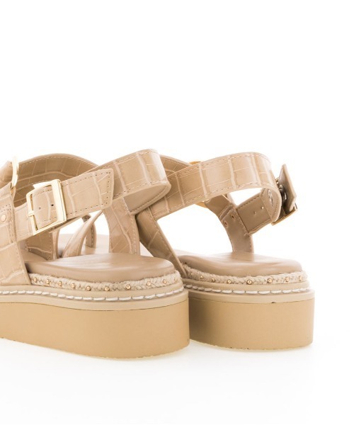 RANDA(ランダ)の「ストレスフリー/ジュート×スタッズトングスポーツサンダル(サンダル・レディース・ブラック/ベージュ/クリーム・LL/S/M/L)」の11枚目の写真