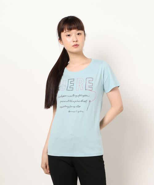 VIBGYOR Women（ヴィブジョー　ウィメン）の「AC　刺繍ﾛｺﾞT(AB)（Tシャツ/カットソー・レディース・ブラック/グレー/サックスブルー/モカ・LARGE/MEDIUM）」の4枚目の写真