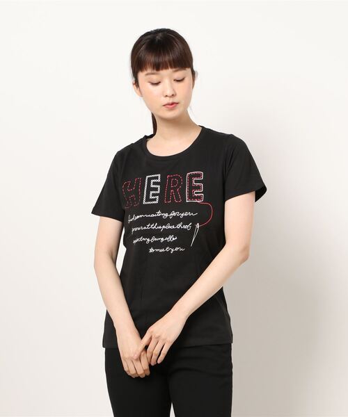 VIBGYOR Women（ヴィブジョー　ウィメン）の「AC　刺繍ﾛｺﾞT(AB)（Tシャツ/カットソー・レディース・ブラック/グレー/サックスブルー/モカ・LARGE/MEDIUM）」の2枚目の写真