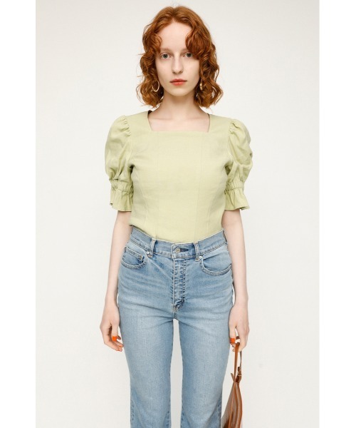 ストーリーナイン　新品リネンパフスリーブトップス SLY（スライ）の「CROPPED PUFF SLEEVE LINEN TOPS パフスリーブ