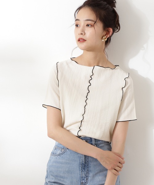 N.(N. Natural Beauty Basic)(エヌエヌナチュラルビューティーベーシック)の「◆フロントシームブラウス(シャツ/ブラウス・レディース・ブラック/ライトグリーン/アイボリー・MEDIUM)」の1枚目の写真