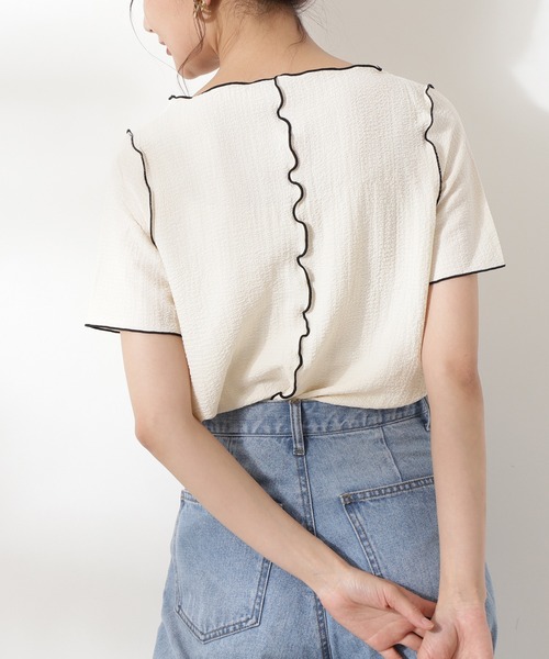 N.(N. Natural Beauty Basic)(エヌエヌナチュラルビューティーベーシック)の「◆フロントシームブラウス(シャツ/ブラウス・レディース・ブラック/ライトグリーン/アイボリー・MEDIUM)」の4枚目の写真