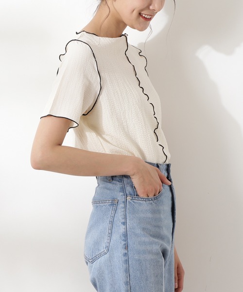 N.(N. Natural Beauty Basic)(エヌエヌナチュラルビューティーベーシック)の「◆フロントシームブラウス(シャツ/ブラウス・レディース・ブラック/ライトグリーン/アイボリー・MEDIUM)」の6枚目の写真