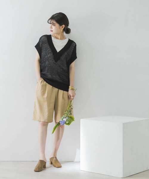 URBAN RESEARCH（アーバンリサーチ）の「透かし柄ニットベスト（ベスト・レディース・ブラック/アイボリー/ベージュ・FREE）」の4枚目の写真