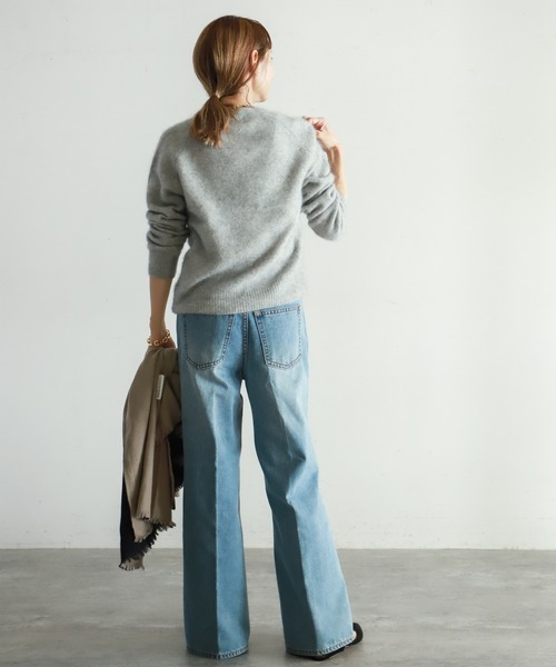 NOMBRE IMPAIR（ノンブルアンペール）の「ブラッシュウール　クルーネックニット（ニット/セーター・レディース・ライトグレー/レッド/キャメル/ブラウン/ブルー/パープル・FREE）」の18枚目の写真