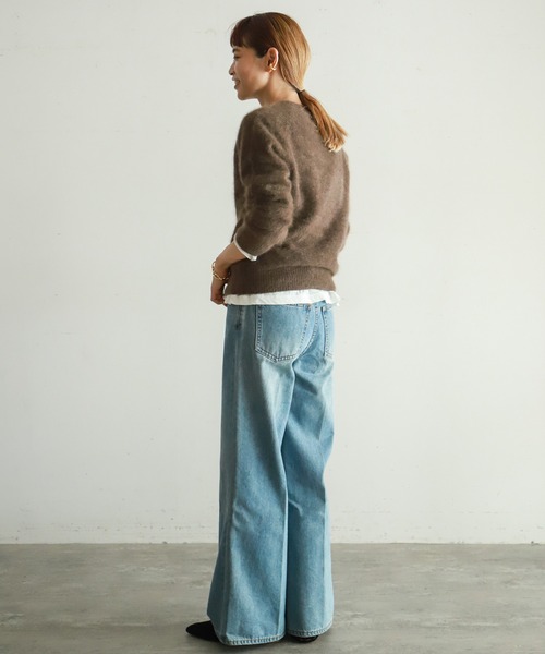 NOMBRE IMPAIR（ノンブルアンペール）の「ブラッシュウール　クルーネックニット（ニット/セーター・レディース・ライトグレー/レッド/キャメル/ブラウン/ブルー/パープル・FREE）」の14枚目の写真