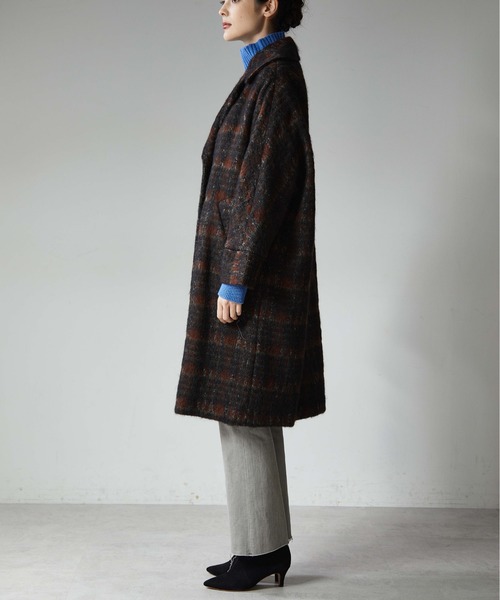 TICCA ティッカ　テントコート　シャギーチェック　モヘア　ロングコート TICCA（ティッカ）の「【TICCA/ティッカ】テントコート・シャギー