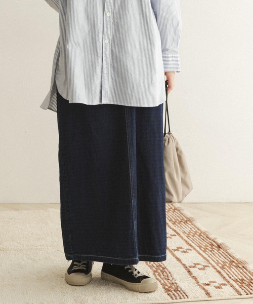 FORK&SPOON(フォークアンドスプーン)の「FORK&SPOON 接結デニムロングスカート(スカート・レディース・ブラック/ブルー・2/1)」の8枚目の写真