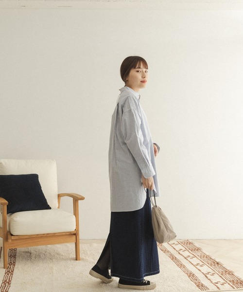 FORK&SPOON(フォークアンドスプーン)の「FORK&SPOON 接結デニムロングスカート(スカート・レディース・ブラック/ブルー・2/1)」の11枚目の写真