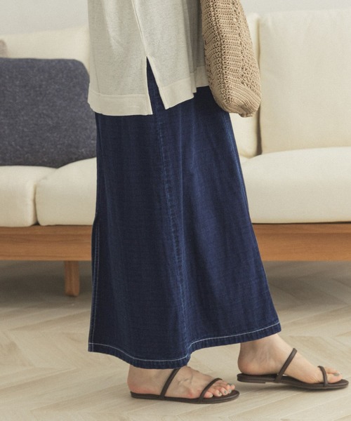 FORK&SPOON(フォークアンドスプーン)の「FORK&SPOON 接結デニムロングスカート(スカート・レディース・ブラック/ブルー・2/1)」の14枚目の写真