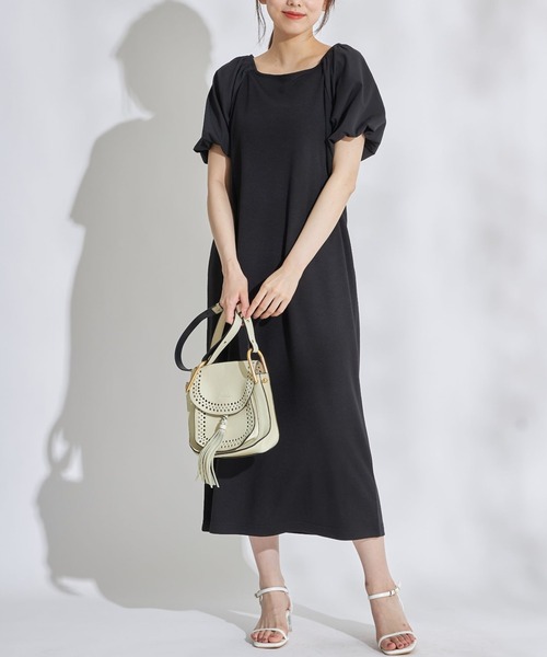 tocco closet（トッコ　クローゼット）の「布帛バルーンスリーブポンチワンピース（ワンピース・レディース・ブラック/ブルー・M）」の2枚目の写真