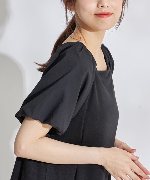 tocco closet（トッコ　クローゼット）の「布帛バルーンスリーブポンチワンピース（ワンピース・レディース・ブラック/ブルー・M）」の3枚目の写真