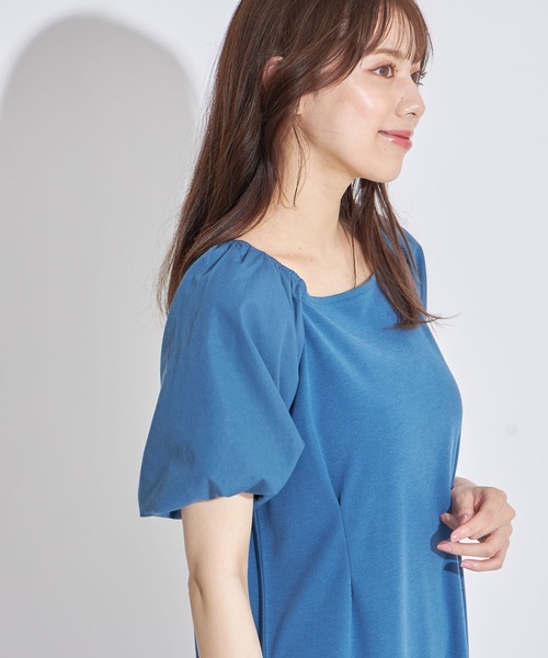 tocco closet（トッコ　クローゼット）の「布帛バルーンスリーブポンチワンピース（ワンピース・レディース・ブラック/ブルー・M）」の7枚目の写真