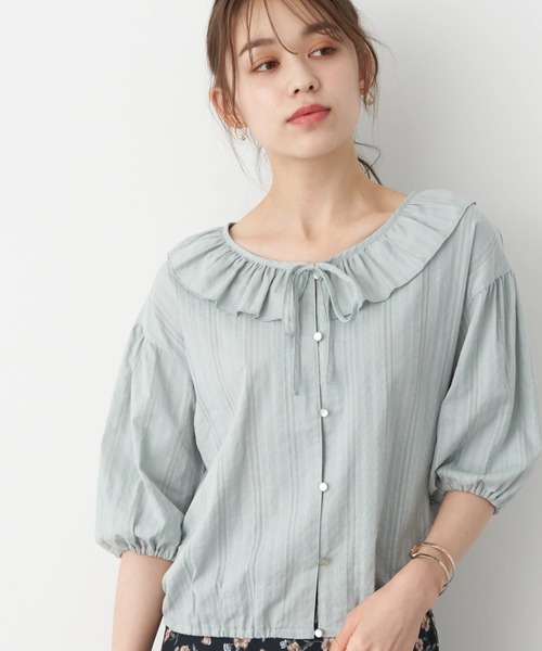 earth music&ecology（アースミュージックアンドエコロジー）の「衿フリルブラウス ＊（シャツ/ブラウス・レディース・ホワイト/ミント/ブラック・FREE）」の3枚目の写真