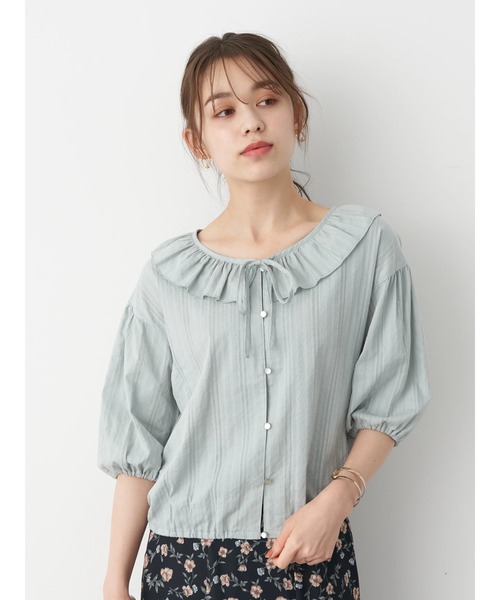 earth music&ecology（アースミュージックアンドエコロジー）の「衿フリルブラウス ＊（シャツ/ブラウス・レディース・ホワイト/ミント/ブラック・FREE）」の4枚目の写真