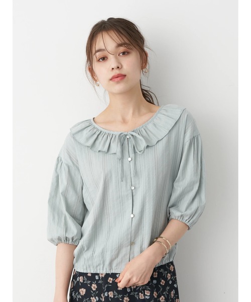 earth music&ecology（アースミュージックアンドエコロジー）の「衿フリルブラウス ＊（シャツ/ブラウス・レディース・ホワイト/ミント/ブラック・FREE）」の5枚目の写真